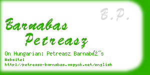 barnabas petreasz business card